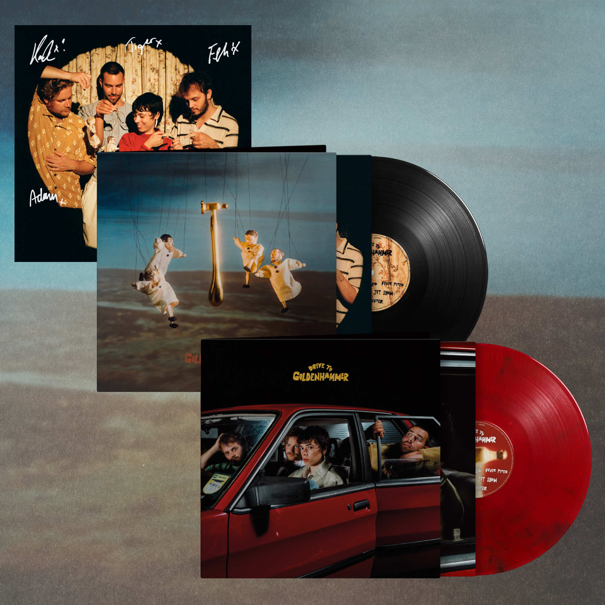 Drive To Goldenhammer Gatefold Vinyl, "Red Car” Store Exclusive Edition Gatefold Vinyl + Signed Art Card